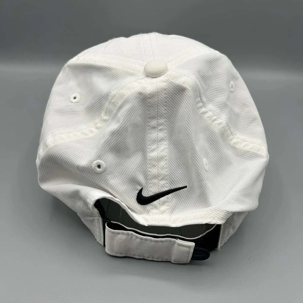 Nike Golf Hat Men White Black Fontainebleau‎ Embroidered Strap Back Cap
